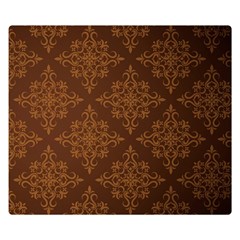 Brown Floral Pattern Floral Vintage Pattern, Brown Vintage Two Sides Premium Plush Fleece Blanket (small) by nateshop