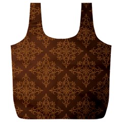 Brown Floral Pattern Floral Vintage Pattern, Brown Vintage Full Print Recycle Bag (xxxl) by nateshop