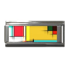 Multicolored Retro Abstraction, Lines Retro Background, Multicolored Mosaic Superlink Italian Charm (9mm) by nateshop