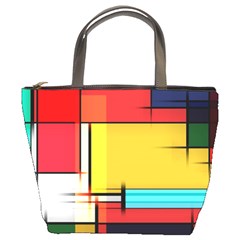 Multicolored Retro Abstraction, Lines Retro Background, Multicolored Mosaic Bucket Bag by nateshop