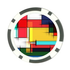 Multicolored Retro Abstraction, Lines Retro Background, Multicolored Mosaic Poker Chip Card Guard (10 Pack) by nateshop