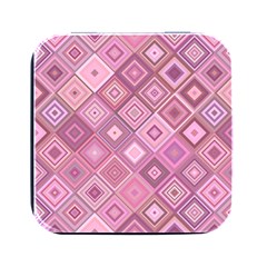 Pink Retro Texture With Rhombus, Retro Backgrounds Square Metal Box (black) by nateshop