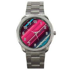 Pink-blue Retro Background, Retro Backgrounds, Lines Sport Metal Watch