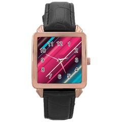 Pink-blue Retro Background, Retro Backgrounds, Lines Rose Gold Leather Watch  by nateshop