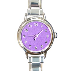 Purple Paper Texture, Paper Background Round Italian Charm Watch by nateshop