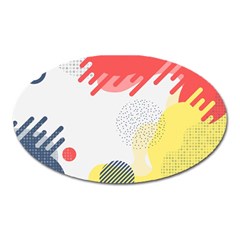 Red White Blue Retro Background, Retro Abstraction, Colored Retro Background Oval Magnet by nateshop