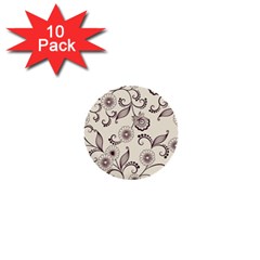 Retro Floral Texture, Light Brown Retro Background 1  Mini Buttons (10 Pack)  by nateshop