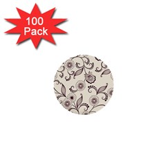 Retro Floral Texture, Light Brown Retro Background 1  Mini Buttons (100 Pack)  by nateshop