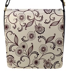 Retro Floral Texture, Light Brown Retro Background Flap Closure Messenger Bag (s) by nateshop