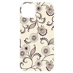 Retro Floral Texture, Light Brown Retro Background Iphone 14 Plus Black Uv Print Case by nateshop