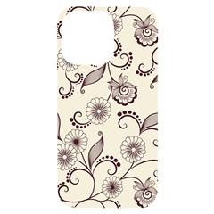 Retro Floral Texture, Light Brown Retro Background Iphone 14 Pro Max Black Uv Print Case by nateshop