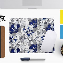 Retro Texture With Blue Flowers, Floral Retro Background, Floral Vintage Texture, White Background W Small Mousepad