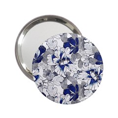 Retro Texture With Blue Flowers, Floral Retro Background, Floral Vintage Texture, White Background W 2.25  Handbag Mirrors