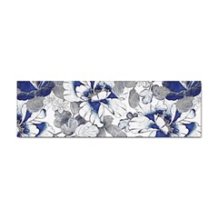 Retro Texture With Blue Flowers, Floral Retro Background, Floral Vintage Texture, White Background W Sticker (Bumper)