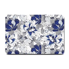 Retro Texture With Blue Flowers, Floral Retro Background, Floral Vintage Texture, White Background W Small Doormat