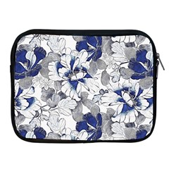 Retro Texture With Blue Flowers, Floral Retro Background, Floral Vintage Texture, White Background W Apple Ipad 2/3/4 Zipper Cases by nateshop
