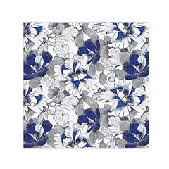 Retro Texture With Blue Flowers, Floral Retro Background, Floral Vintage Texture, White Background W Square Satin Scarf (30  x 30 )