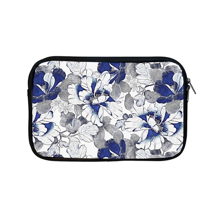 Retro Texture With Blue Flowers, Floral Retro Background, Floral Vintage Texture, White Background W Apple MacBook Pro 13  Zipper Case