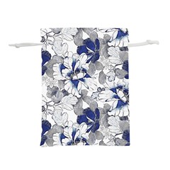 Retro Texture With Blue Flowers, Floral Retro Background, Floral Vintage Texture, White Background W Lightweight Drawstring Pouch (l) by nateshop