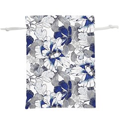 Retro Texture With Blue Flowers, Floral Retro Background, Floral Vintage Texture, White Background W Lightweight Drawstring Pouch (XL)