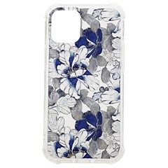 Retro Texture With Blue Flowers, Floral Retro Background, Floral Vintage Texture, White Background W iPhone 12 mini TPU UV Print Case	