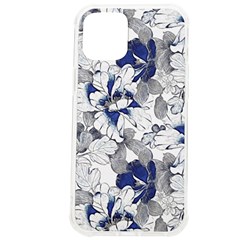 Retro Texture With Blue Flowers, Floral Retro Background, Floral Vintage Texture, White Background W Iphone 12 Pro Max Tpu Uv Print Case by nateshop