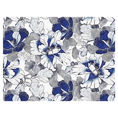 Retro Texture With Blue Flowers, Floral Retro Background, Floral Vintage Texture, White Background W Two Sides Premium Plush Fleece Blanket (Extra Small)