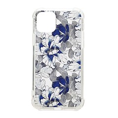 Retro Texture With Blue Flowers, Floral Retro Background, Floral Vintage Texture, White Background W iPhone 11 Pro 5.8 Inch TPU UV Print Case