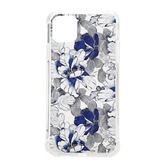 Retro Texture With Blue Flowers, Floral Retro Background, Floral Vintage Texture, White Background W Iphone 11 Pro Max 6 5 Inch Tpu Uv Print Case