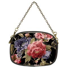 Retro Texture With Flowers, Black Background With Flowers Chain Purse (two Sides) by nateshop