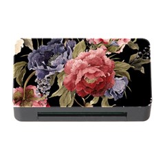 Retro Texture With Flowers, Black Background With Flowers Memory Card Reader With Cf by nateshop