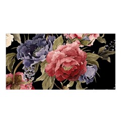 Retro Texture With Flowers, Black Background With Flowers Satin Shawl 45  X 80  by nateshop