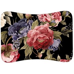 Retro Texture With Flowers, Black Background With Flowers Velour Seat Head Rest Cushion by nateshop