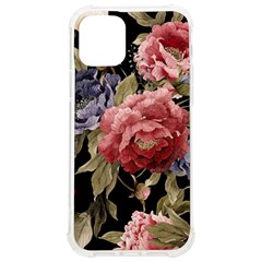 Retro Texture With Flowers, Black Background With Flowers Iphone 12/12 Pro Tpu Uv Print Case by nateshop