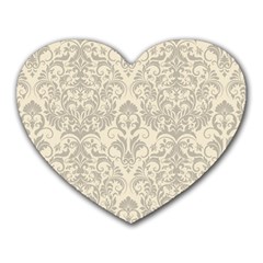 Retro Texture With Ornaments, Vintage Beige Background Heart Mousepad by nateshop