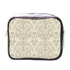 Retro Texture With Ornaments, Vintage Beige Background Mini Toiletries Bag (one Side) by nateshop