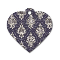 Vintage Texture, Floral Retro Background, Patterns, Dog Tag Heart (two Sides) by nateshop