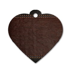 Black Leather Texture Leather Textures, Brown Leather Line Dog Tag Heart (two Sides) by nateshop