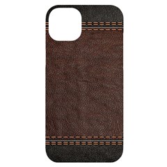 Black Leather Texture Leather Textures, Brown Leather Line Iphone 14 Plus Black Uv Print Case by nateshop