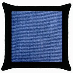 Blue Denim Texture Macro, Blue Denim Background, Jeans Background, Jeans Textures, Fabric Background Throw Pillow Case (black) by nateshop