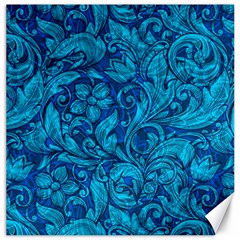 Blue Floral Pattern Texture, Floral Ornaments Texture Canvas 12  X 12  by nateshop