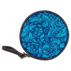 Blue Floral Pattern Texture, Floral Ornaments Texture Classic 20-CD Wallets