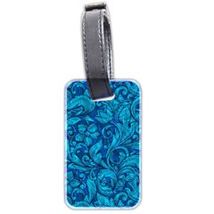 Blue Floral Pattern Texture, Floral Ornaments Texture Luggage Tag (two sides)