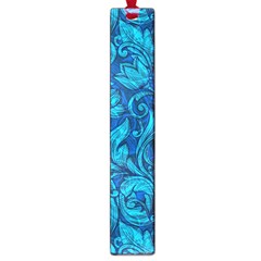 Blue Floral Pattern Texture, Floral Ornaments Texture Large Book Marks