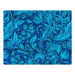 Blue Floral Pattern Texture, Floral Ornaments Texture Two Sides Premium Plush Fleece Blanket (large) by nateshop