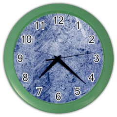 Blue Grunge Texture, Wall Texture, Blue Retro Background Color Wall Clock by nateshop