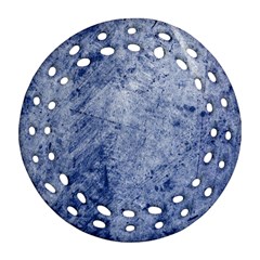 Blue Grunge Texture, Wall Texture, Blue Retro Background Round Filigree Ornament (two Sides) by nateshop