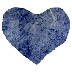 Blue Grunge Texture, Wall Texture, Blue Retro Background Large 19  Premium Heart Shape Cushions by nateshop