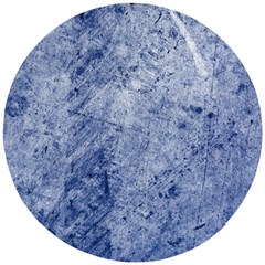 Blue Grunge Texture, Wall Texture, Blue Retro Background Wooden Puzzle Round by nateshop