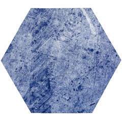 Blue Grunge Texture, Wall Texture, Blue Retro Background Wooden Puzzle Hexagon by nateshop
